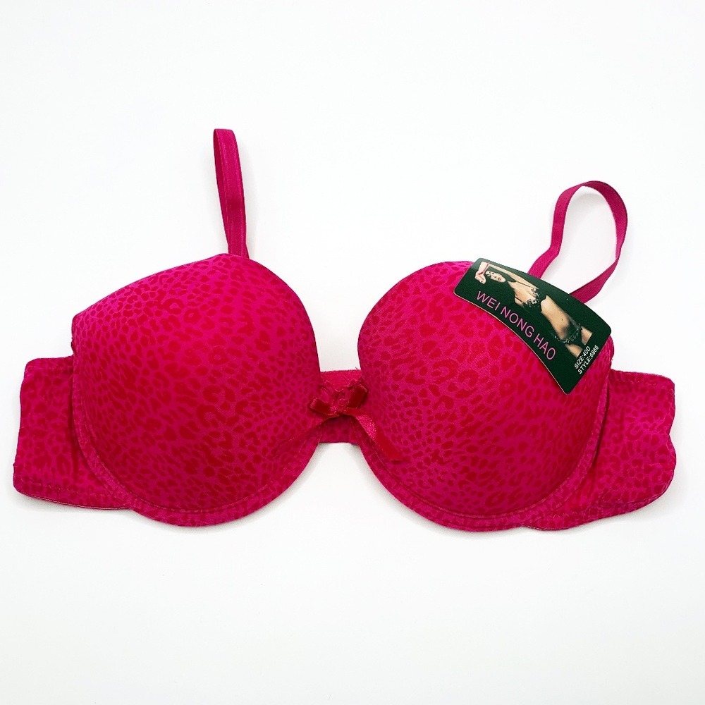 Bra Padded Animal Print Pattern Fushia
